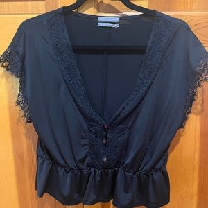 Urban outfitters black button up short sleeve top.